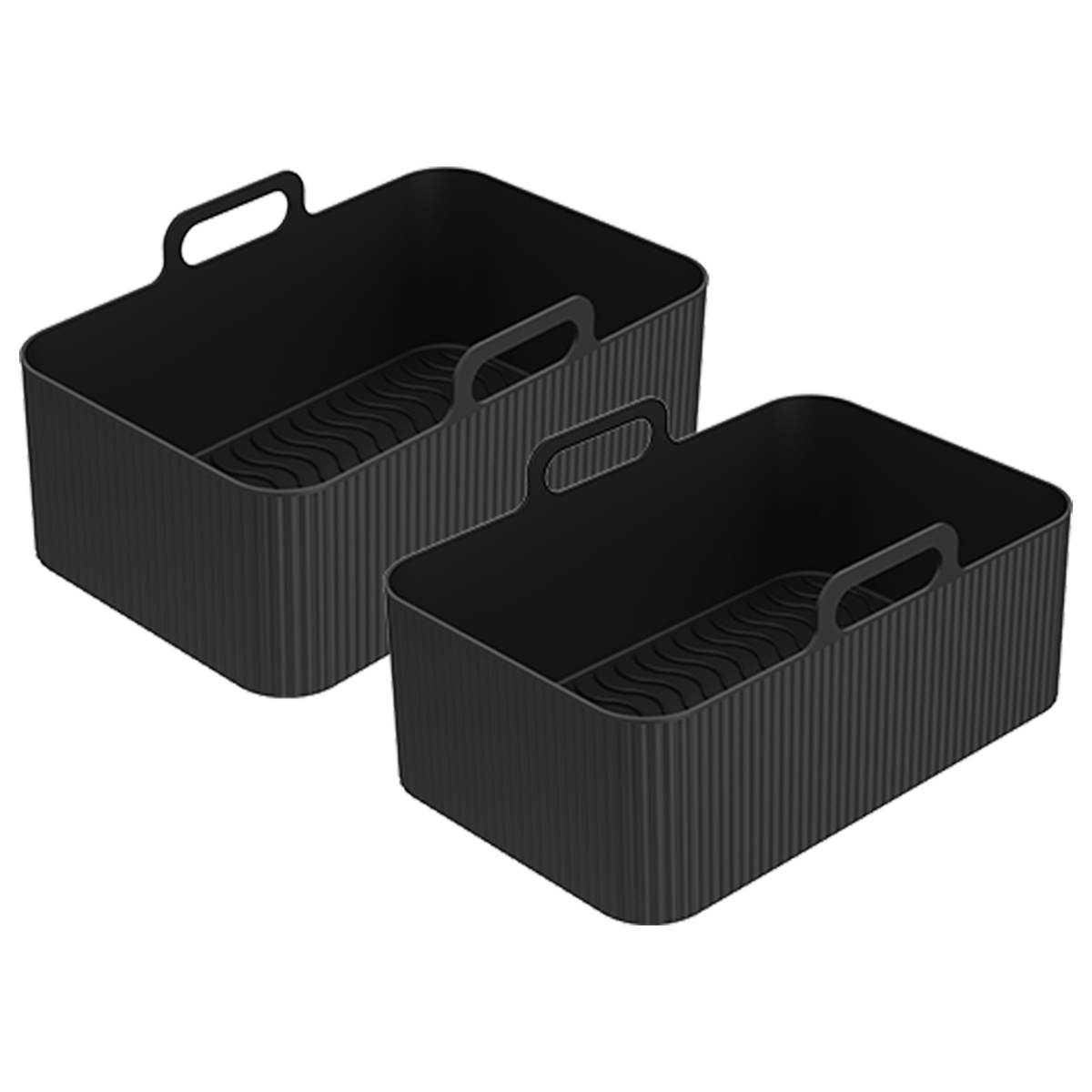 2 stuks luchtfriteuse siliconen pot met handvat luchtfriteuse voering hittebestendige siliconen mand rechthoek bakvorm luchtfriteuse accessoire: WIT