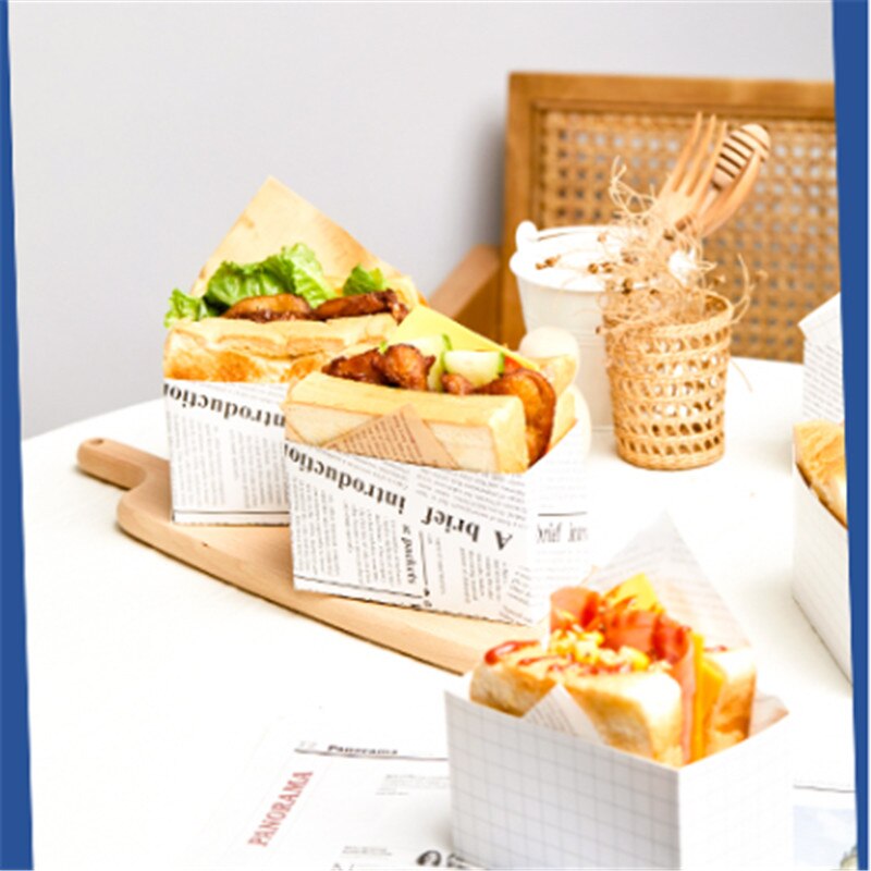 Wegwerp Sandwich Verpakking Gladde Ei Dikke Ei Toast Papierlade Hamburger Ontbijt Verpakking