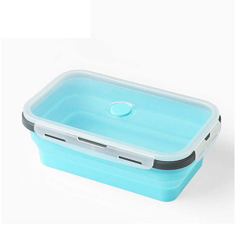 Silicone Lunch Box Foldable Food Storage Bento Box Bowl Food Container for Kid Microwave Portable Picnic Camping Outdoor Product: Blue / 500ml