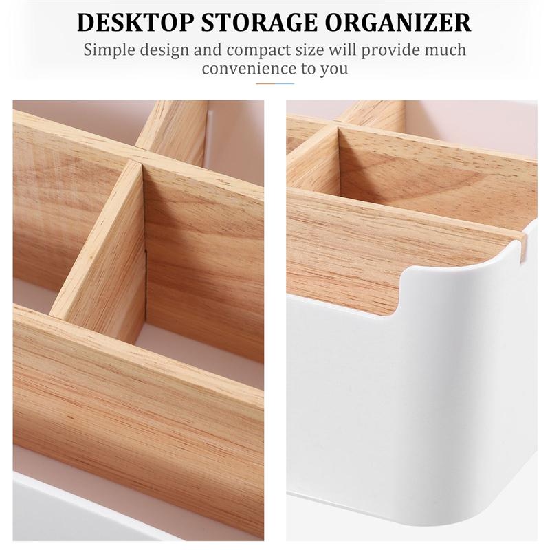 Remote Control Holder Wood Storage Box Multipurpose Desk Organizer Desktop Stationery Storage Box Jewelry Nail Makeup Container