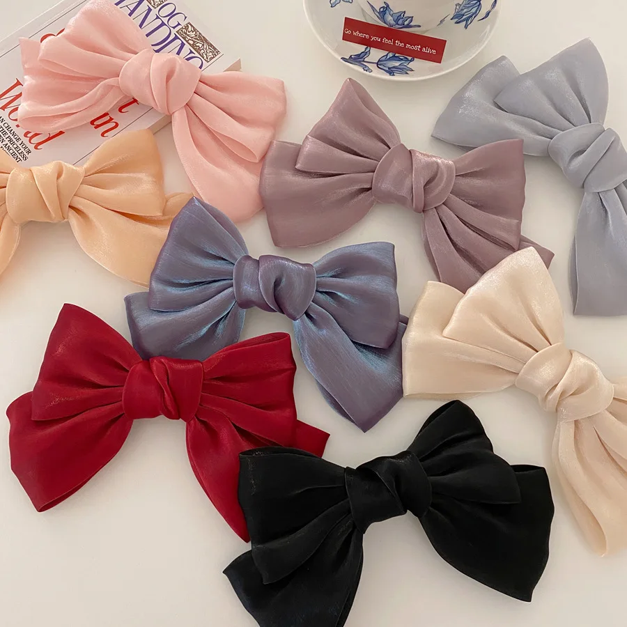 Vintage gros nœuds papillon de cheveux pinces à cheveux mignonnes Satin deux couches papillon arc épingle à cheveux fille cheveux accessoires pour femmes nœud papillon épingles à cheveux