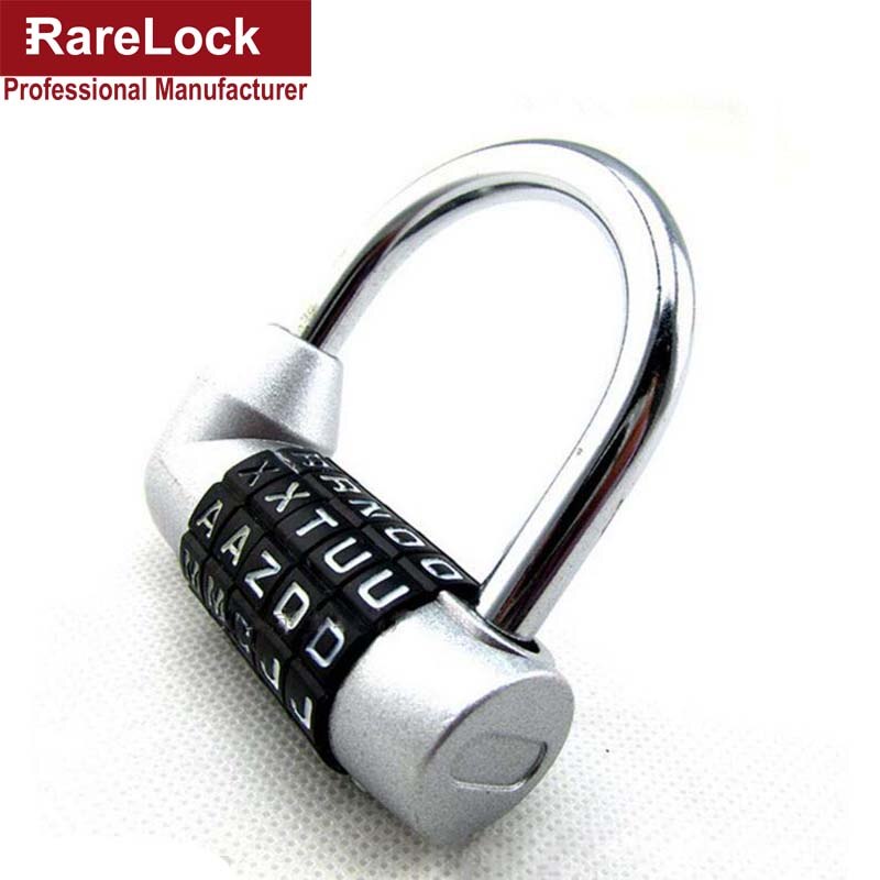 Candados de combinación de código con 5 letras para puerta, candados para gimnasio, Maleta, equipaje y bicicleta, Rarelock A: Silver
