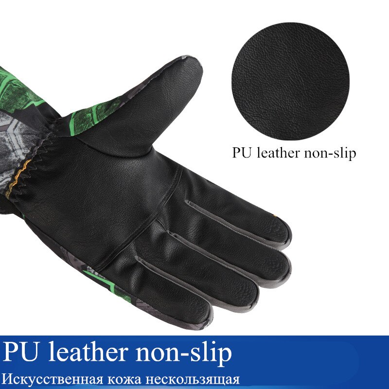 Luvas de esqui com 5 dedos para inverno, luva de esqui de lã térmica impermeável quente para neve, snowboard, motocicleta, inverno