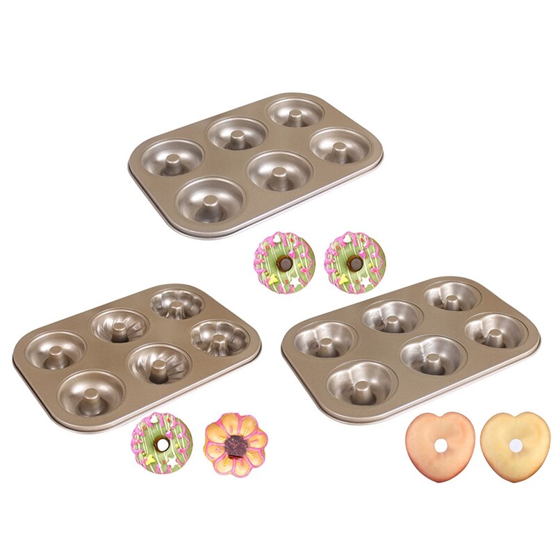 6 Pcs Carbon Staal Gouden Donut Cakevorm Bakken Pan Keuken Bakvorm Cake Bakvorm Keuken Koken Gereedschap