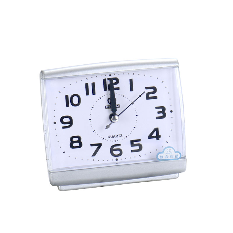 Silent Alarm Clock 5 Minutes Wake Up Clocks Silent Sweep Student Awakening Clock Bedroom Desktop Home Decoration Simple: White