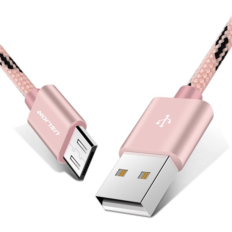 Cable Micro USB USLION para xiaomi xiomi redmi note 5 pro 4x, Cable USB de carga rápida, Cable de carga de datos para tableta, cargador Micro USB: Rose gold / 1 m