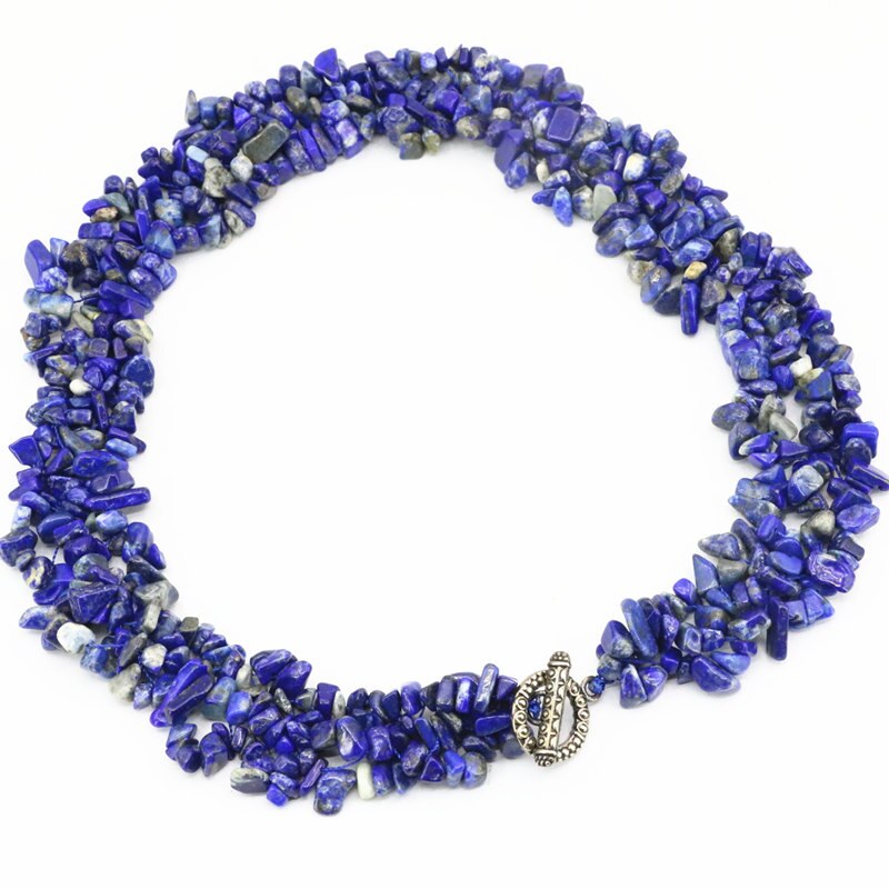 Charms Torques Necklace For Women Natural Stone Agat Jades Tiger Eyes Lapis Lazuli Chips Gravel Beads Chain Jewelry 18inch B3390: Lapis Lazuli