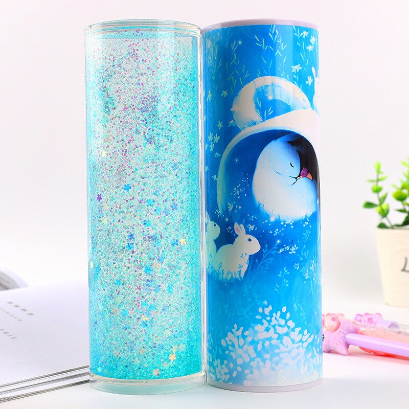 Pencil Case Translucent Quicksand Pencil Cases Multifunction Pencil Box Cylindrical Pencil Box Large Capacity Kid Whole: 18
