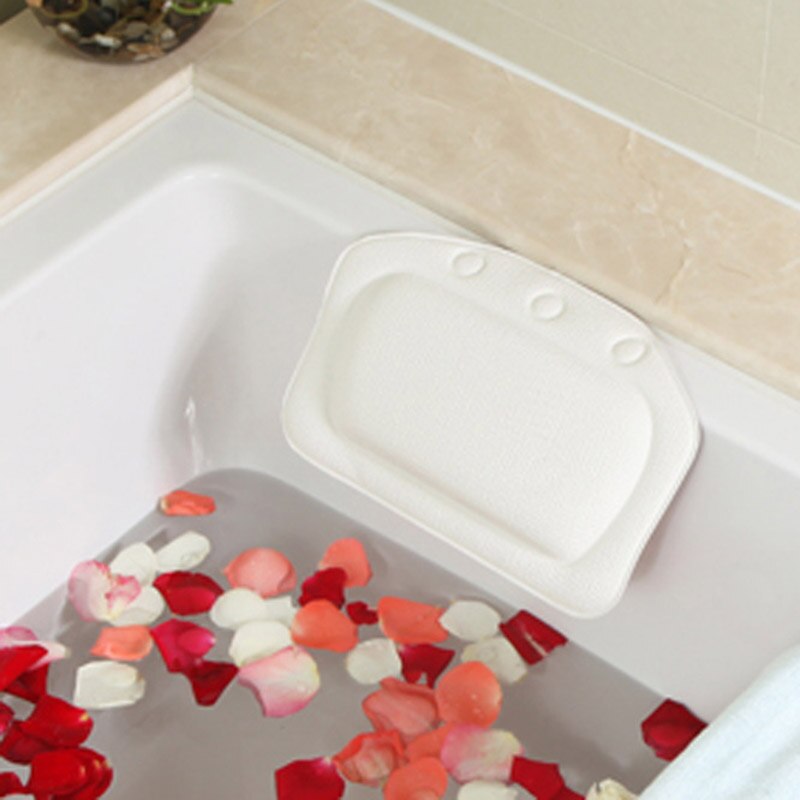 4 farver badeværelsestilbehør vandtæt badekar spabadpude med sugekopper nakkestøtte til hjem og havepuder: Hvid