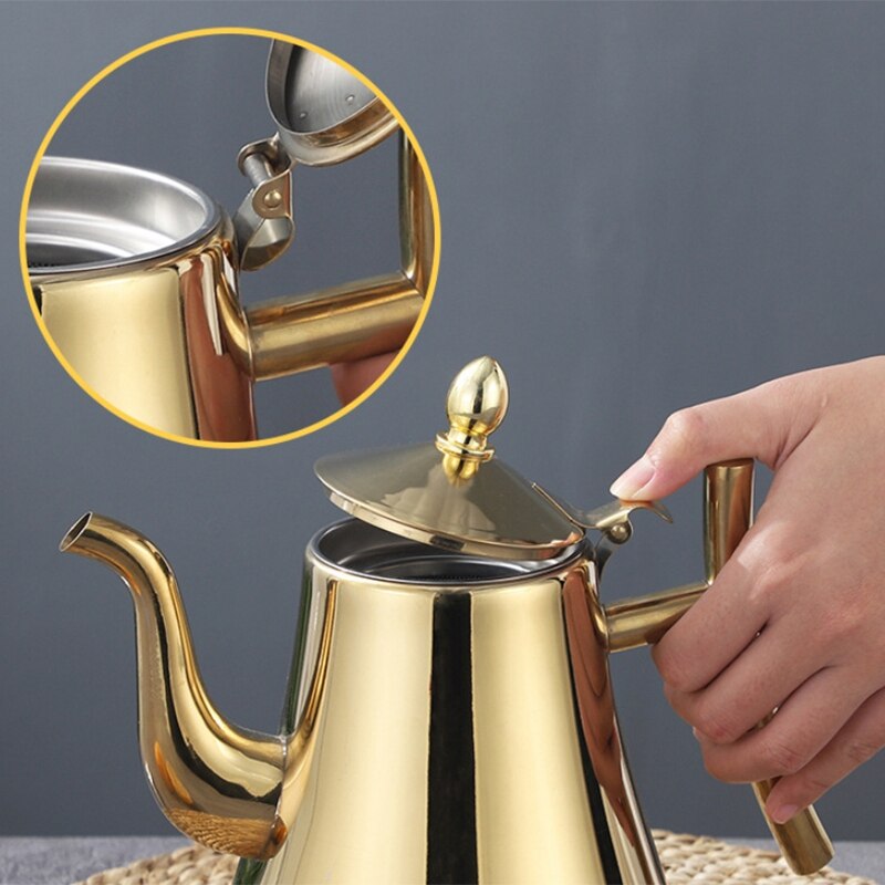 1000 Ml Stainless Steel Teapot with Removable Strainer,Coffee Pot ,Induction Cooker Tea Kettle Water Kettle