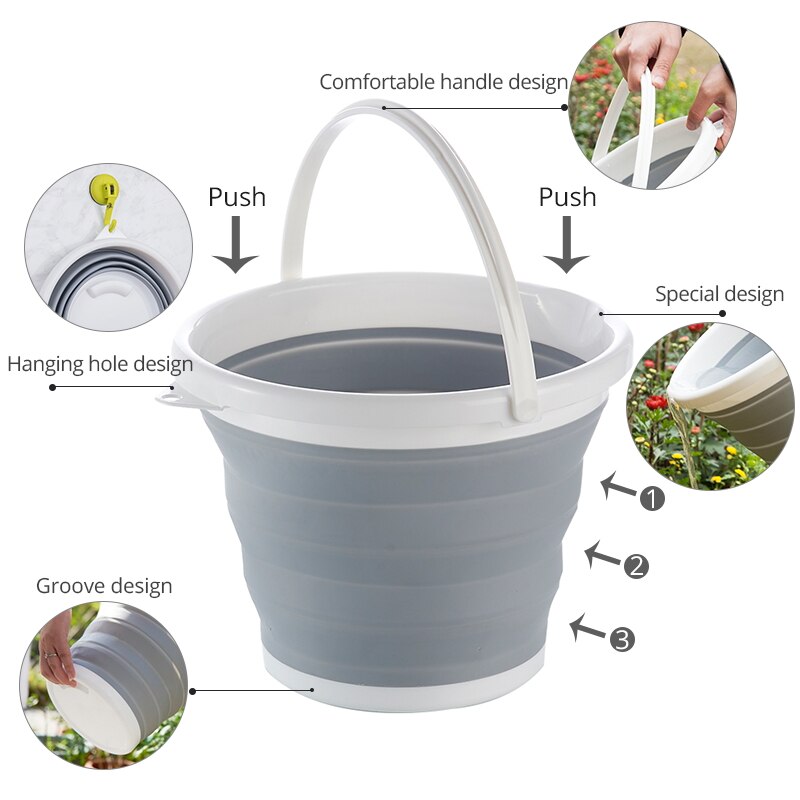 Thick Silicone Collapsible Bucket outdoor Home Portable Folding Bucket for Fishing Washing Supplies Warehouse Home Storage