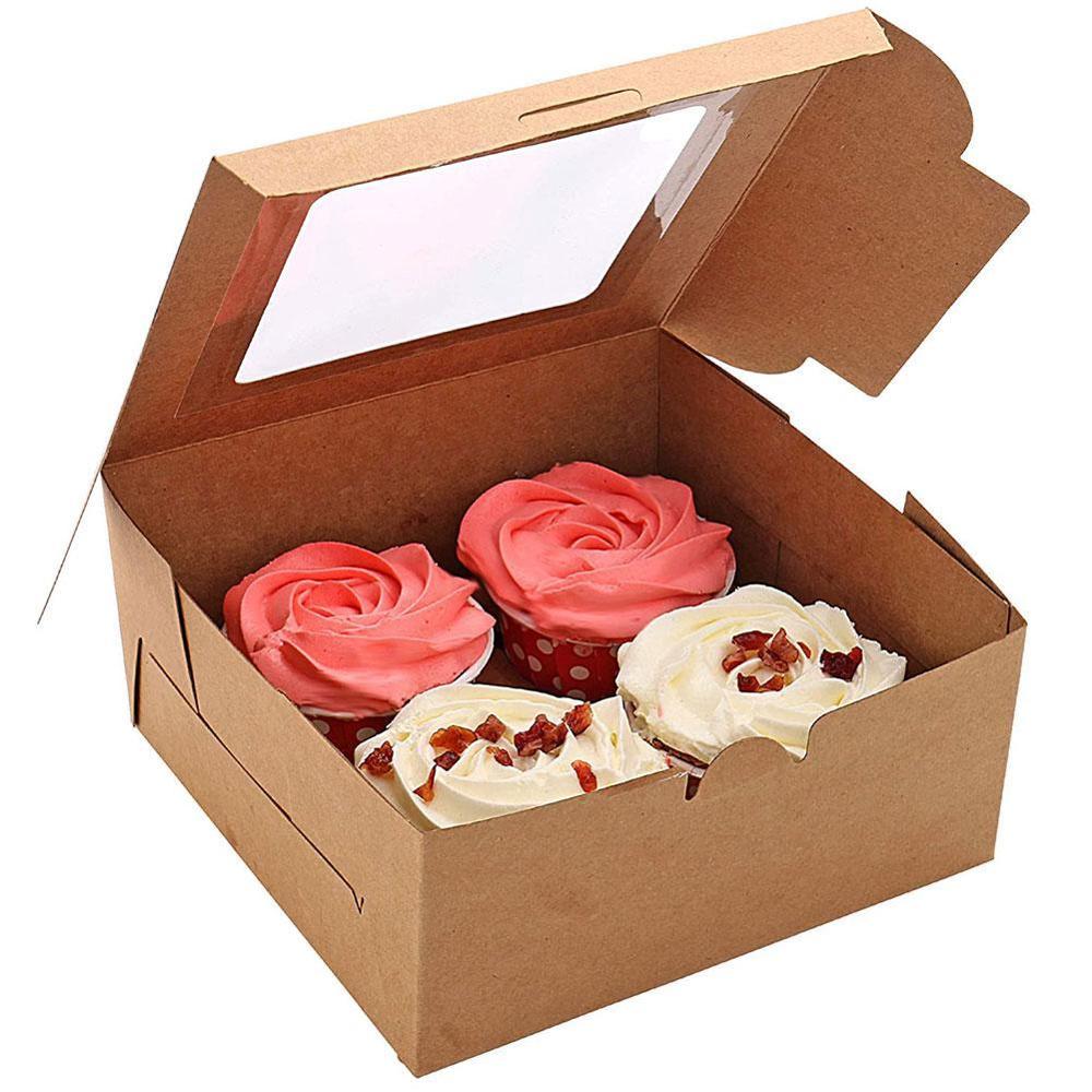 2/4/6 löcher Cupcake Verpackung Kasten Muffin Kasten Keks Gebäck Kasten Kraft Papier Kasten Kuchen Schokolade Verpackung Backen Werkzeuge