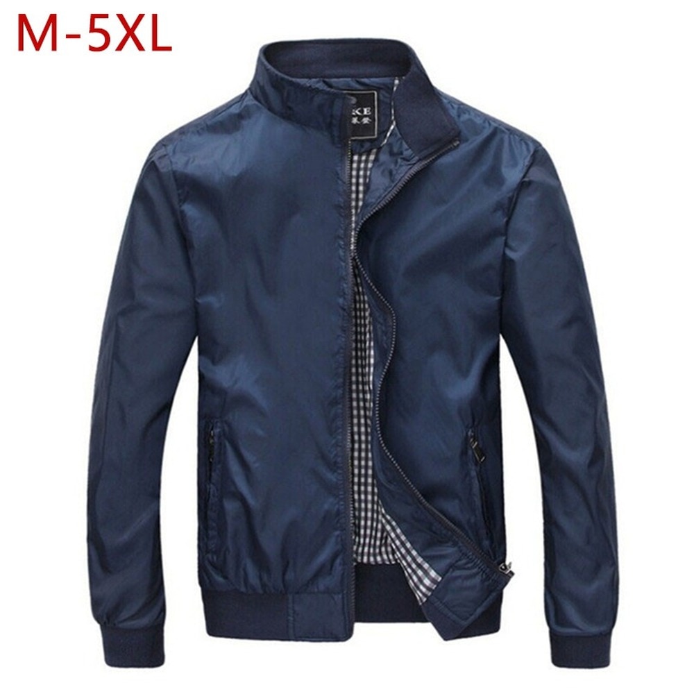 M -5xl vårsommer jakke herre uformelt tynn tykk vindjakke høyskole bomber svart vindjakke homme varsity jakke stor størrelse  yj19