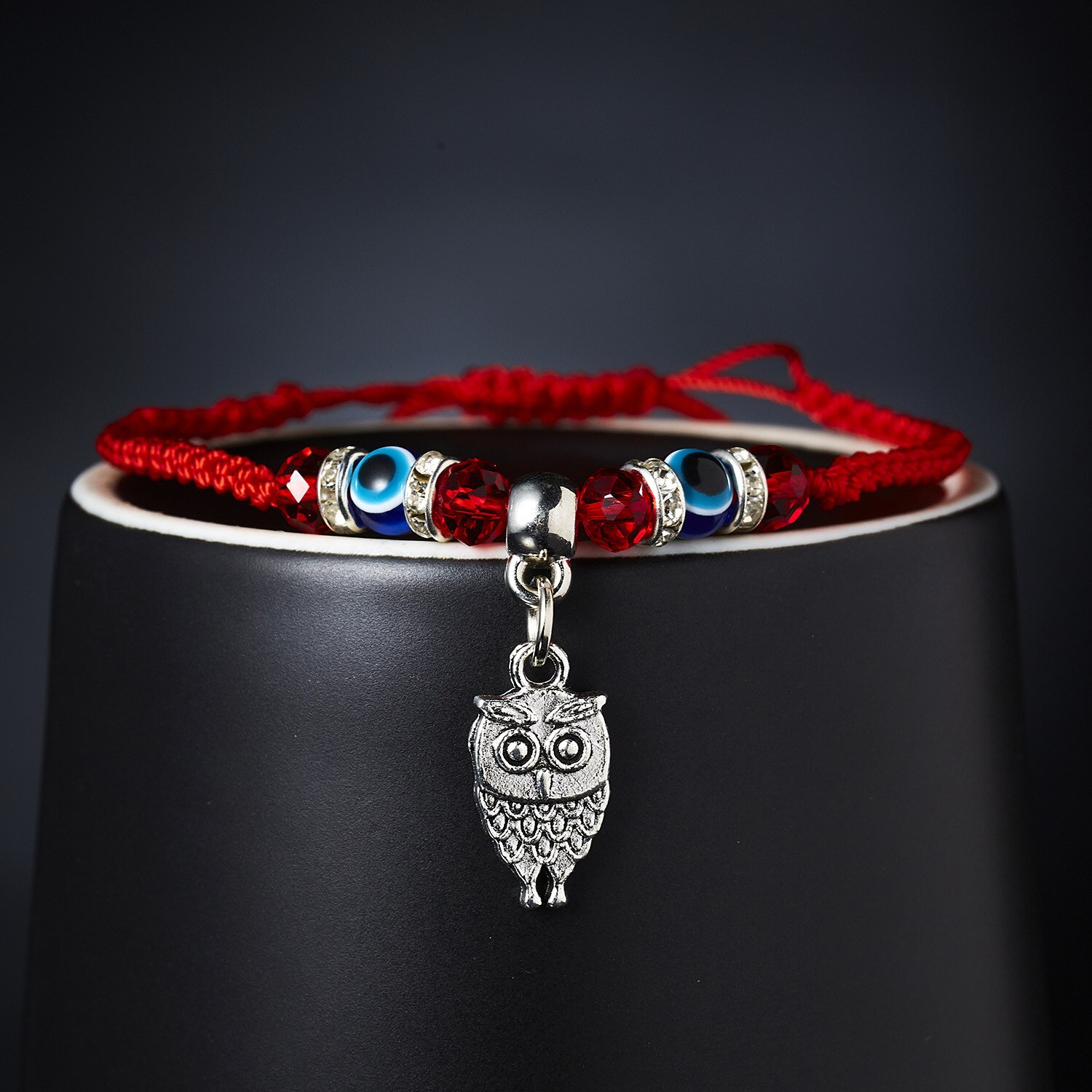 Kreative neue hand-woven glück red string armband für damen und männer mit blauen augen runde perlen armband schmuck: 6