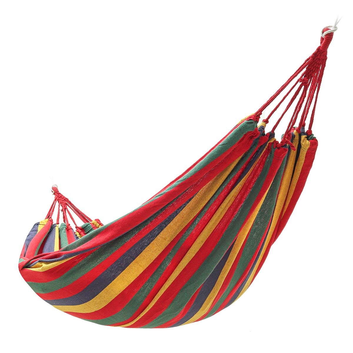 Portable Hammock Outdoor Hammock Beach Travel Camping Garden Sports Home Swing Canvas Stripe Hang Bed Hammock Double People: red
