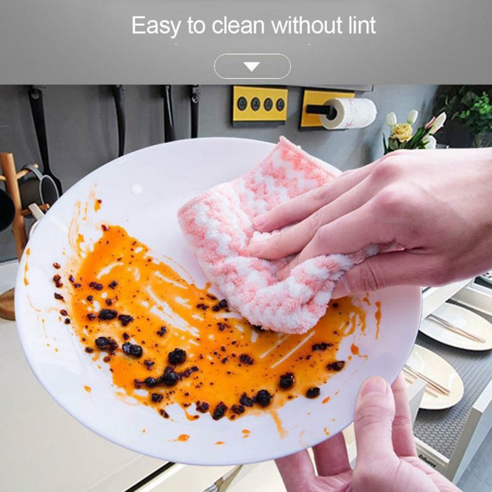 2 Stuks Keuken Anti-Vet Verdikking Poetslappen Huishoudelijke Absorberende Microfiber Zachte Reiniging Doek Tafel Vaatdoeken
