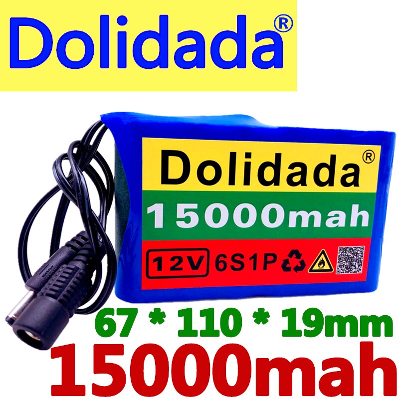 Super-batería recargable portátil de 12V y 15000mah, batería de iones de litio con capacidad de CC de 12,6 v y 15Ah, Monitor de cámara CCTV y cargador