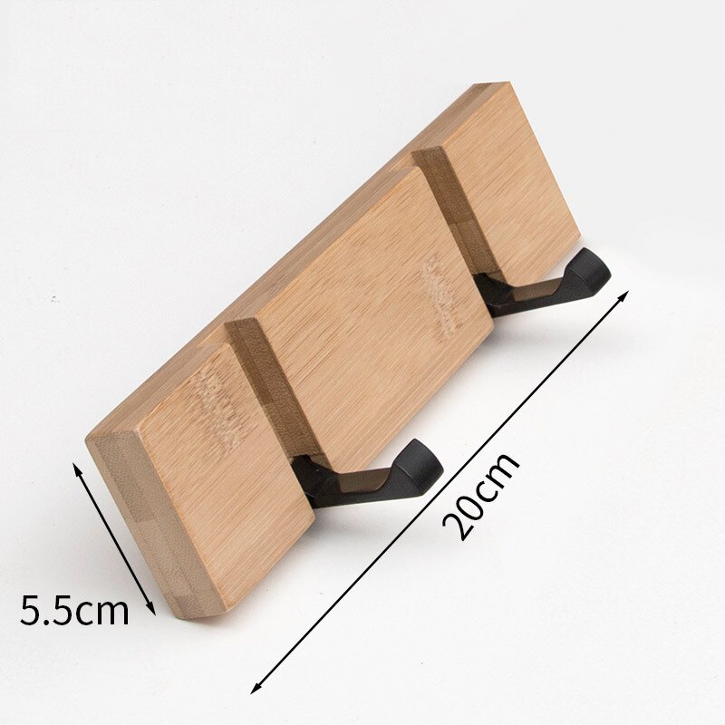 Bamboo Foldable Coat Towel Hooks Door Hanger Punch Free Multifunction Cap Key Holder Wall Storage Organizer: 2 hooks