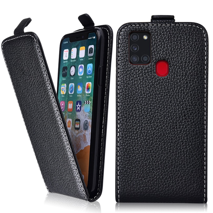 Flip Case Voor Samsung Galaxy A21s Cover Galaxy A21s Leuke Lederen Telefoon Tas Plain Case Voor Samsung A21s Een 21S Case