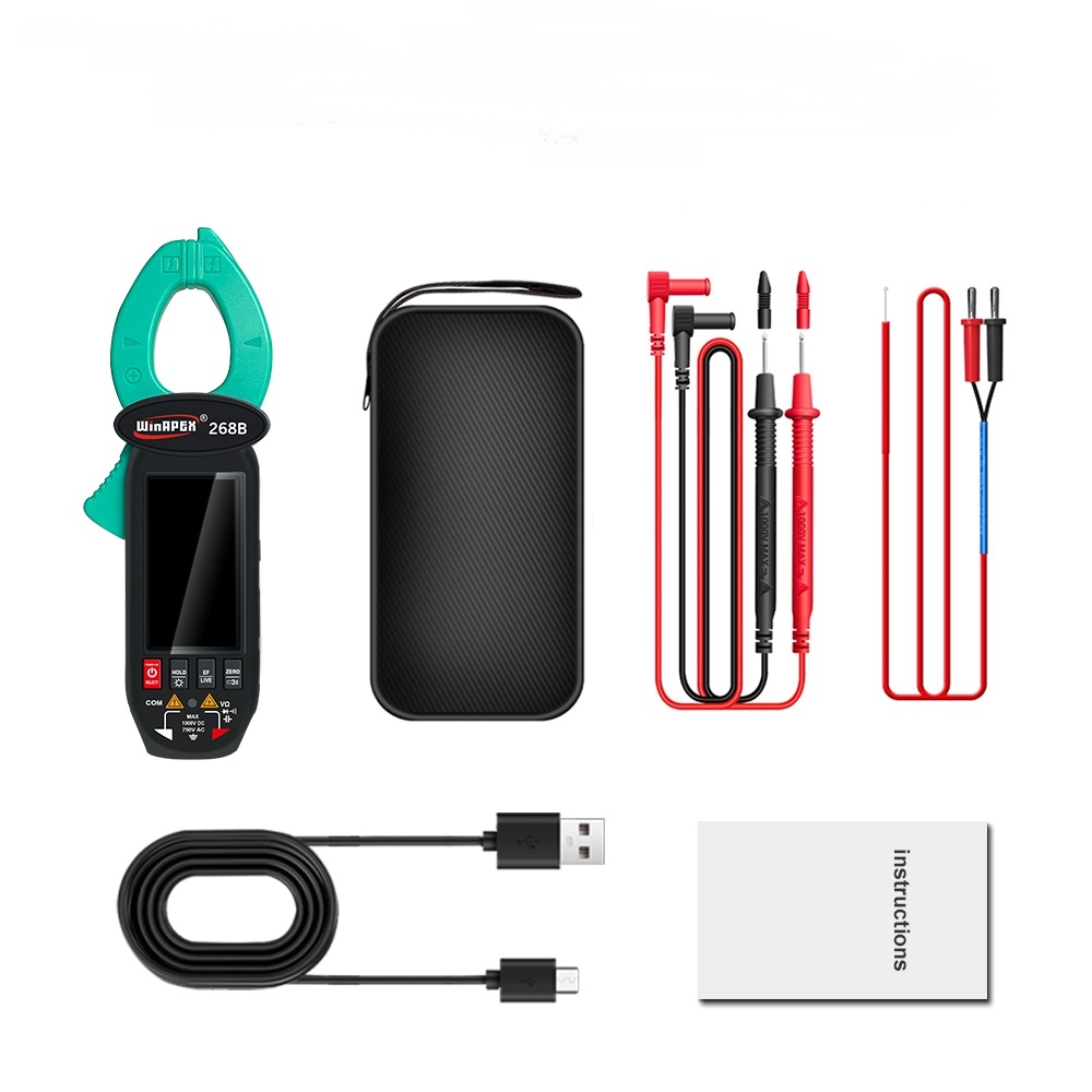 WinAPEX 268B Leakage Current Detect Clamp Meter 0.1mA Precision True RMS Multimeter AC DC 60A Type-C Screen Rotation Clamp Meter: Default Title