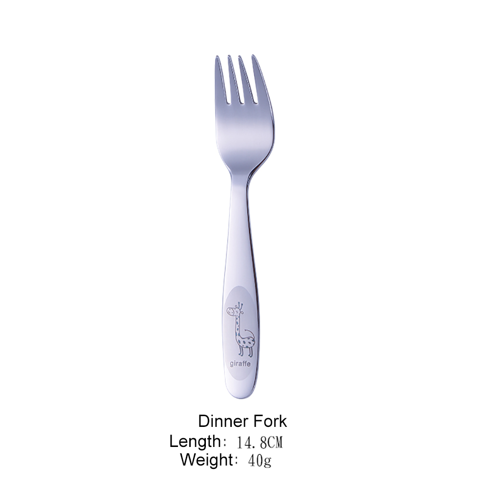 Couverts pour enfants, vaisselle en acier inoxydable, dessin animé girafe, couteau fourchette cuillère enfants, ensembles de vaisselle pour la cuisine de la maison 4 pièces: Dinner Fork