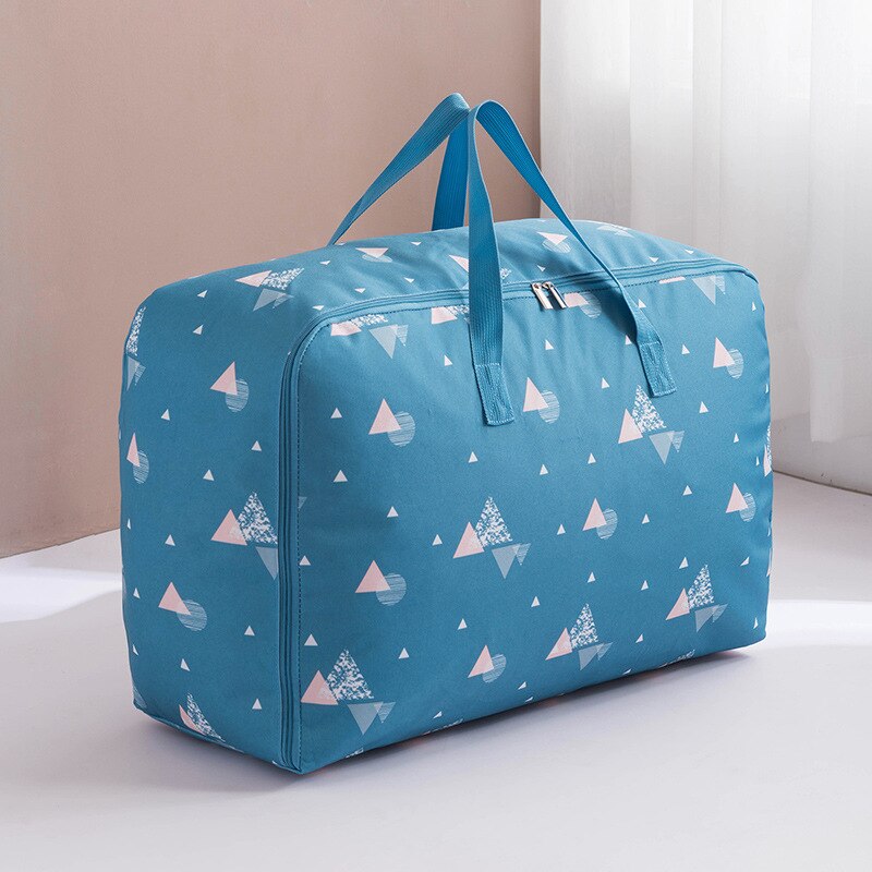 Sacs de rangement pliables pour vêtements, couverture imprimée, sacs de rangement pliables pour couettes, couettes, sacs anti-poussière, placard de voyage, organisateur résistant à l'humidité: Bleu / 50x35x22cm