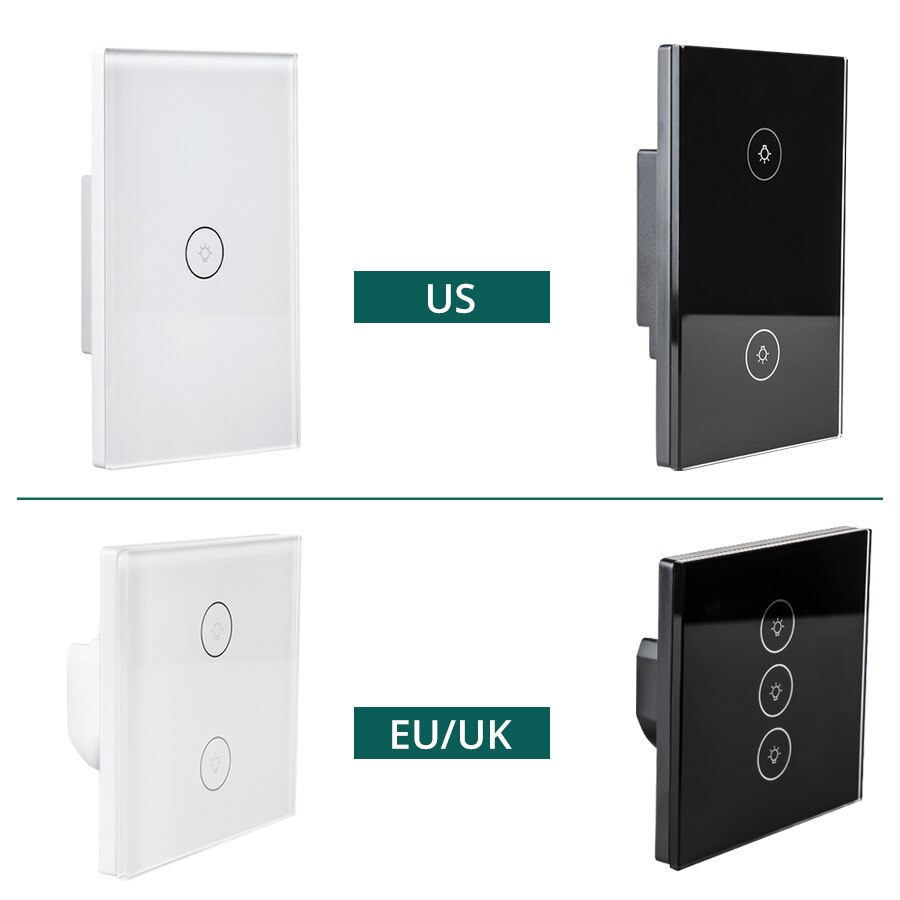 Tuya smart wifi switch smart life app alexa google home remote smart home wall touch switch eu  us 1 2 3 gang væg lys switch