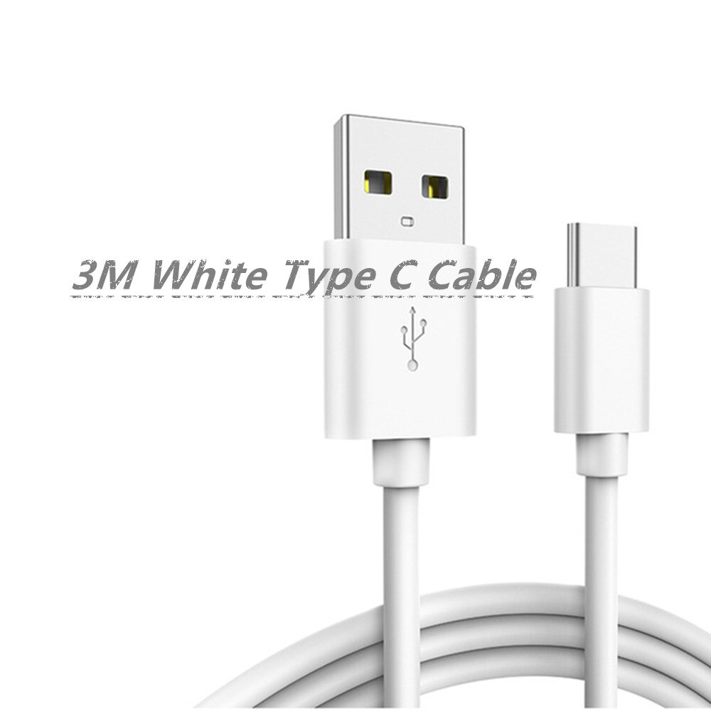 Adaptador de carregador usb para xiaomi redmi k20 k30 8a nota 8 9pro huawei p20pro p30 p40 mate 30 samsung a01 m21 31 usb tipo c cabo: 3M White TC Cable