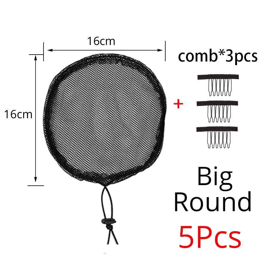 Nunify-malla para el pelo para coleta de mujer, Accesorio para hacer coletas, con rejilla para el pelo, bonita herramienta para el cabello: Big-Round-5pcs