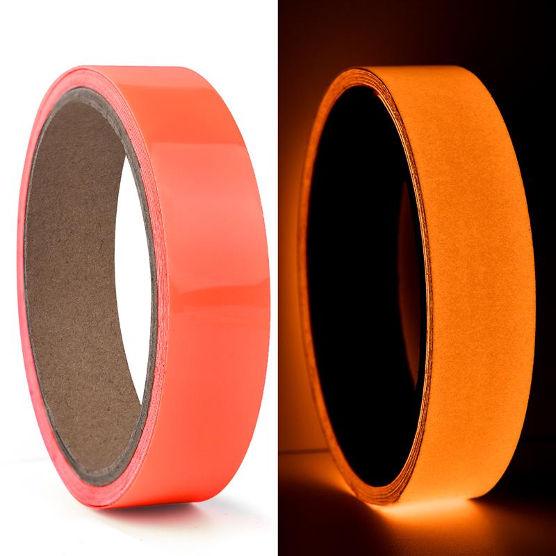 Cinta adhesiva autoadhesiva fluorescente luminosa que brilla en la oscuridad, cinta adhesiva de advertencia para decoración del hogar y seguridad: Rojo / 10 mm