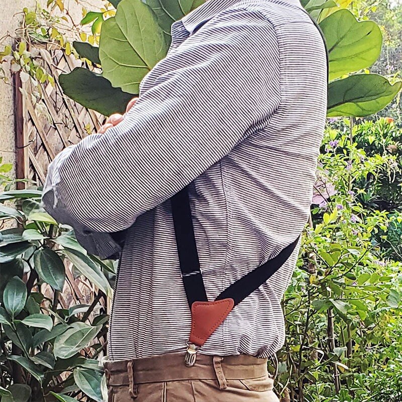 Vintage Holster-Style Elastic Side Clip Suspenders For Men Accessories Cross-Over Back Adult Braces Strap Suspenders 105x2.5cm