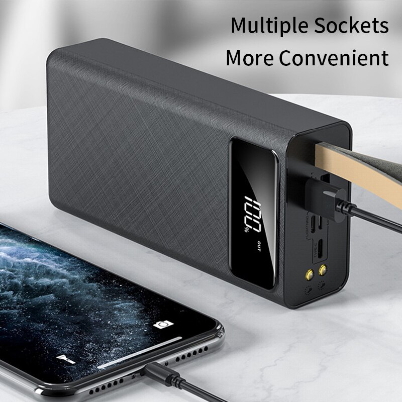 80000mAh Two-way Fast Charging Power Bank High Capacity Outdoor Travel Digital Display External Battery for Xiaomi Huawei IPhone
