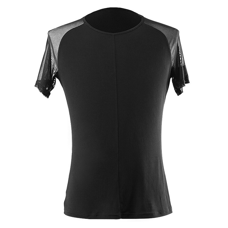 High-End Latin Dance Tops Men'S Dance Clothing Mesh Short-Sleeved Standard Ballroom Dance Practice Shirt DL3892: S