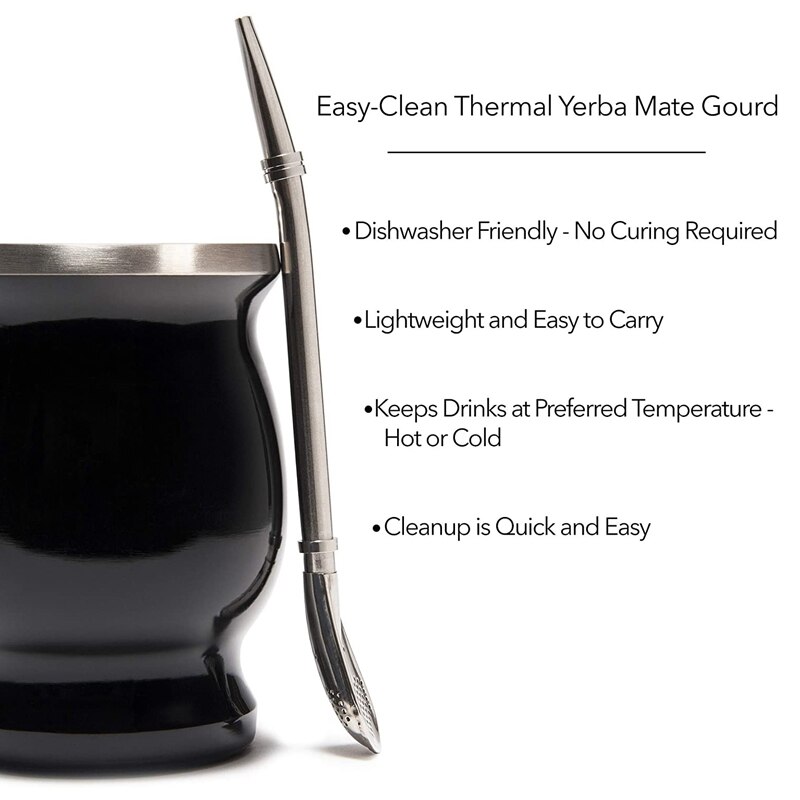 8 Oz Yerba Mate Cup, Stainless Steel Mate Tea Cup Set With Straw Brush Straw Spoon Flat Straw And Lid Insulated Yerba Mate Teacup Coffee Water Mate Cup Yerba Mate - View #7