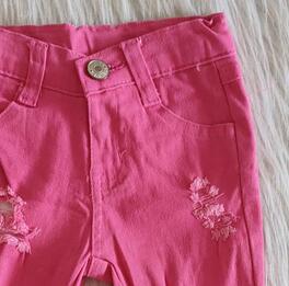 Jean déchiré double couche rose pour fille, vêtement de boutique, pantalon à cloche, offre spéciale,