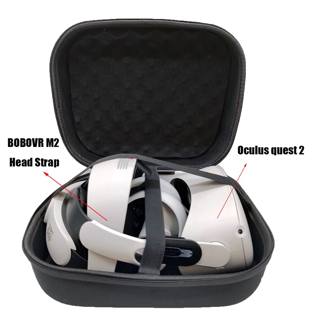 Die oculos quest 2 vr headset-hartschalen-reisetasche aus eva-material kann auch zur aufbewahrung von gomrvr/bobovr  m2 -kopfband, controllern und zubehör verwendet werden.