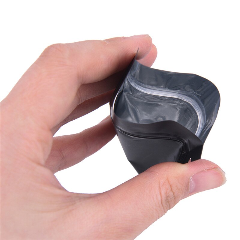 100pcs Heat Seal Zip Lock Package Bags Aluminum Foil Mylar Tear Notch Matte Black Stand Up Bag