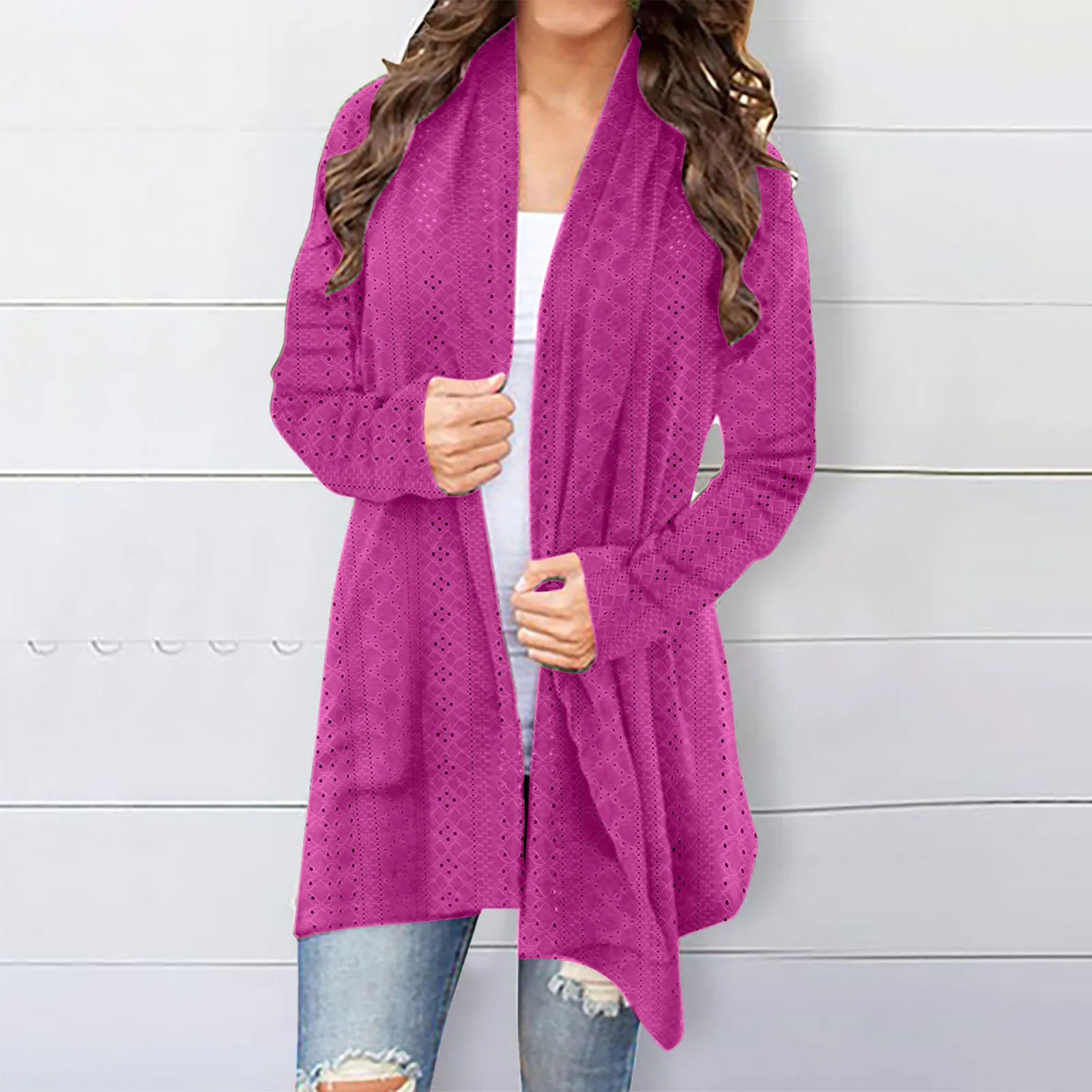 Women's Cardigan Sweater Fall Open Front Knit Oversized Cardigans Duster Coats with Pockets Warm Casual Simple Cardigan