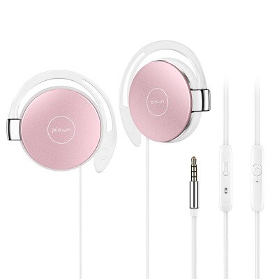 Picun L1 Oorhaak Bedrade Hoofdtelefoon Bedrade Sport Hoofdtelefoon Ruisonderdrukking Microfoon Hoofdtelefoon Hifi Binaural Stereo Headset: Pink