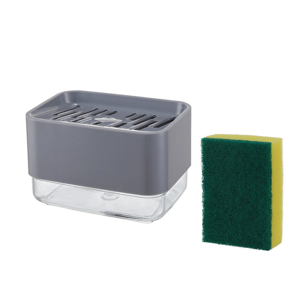Caja dispensadora automática de jabón líquido para cocina, estropajo tipo prensa, soporte de esponja, caja dispensadora de jabón S55: gray