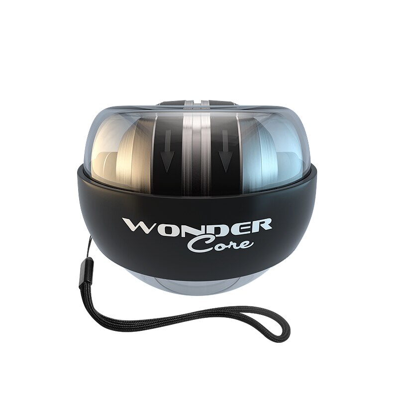 Bola para la muñeca powerball, entrenador de brazo para muñeca, conjunto de ejercicio doméstico, herramienta eléctrica giroscópica inalámbrica, bola iluminada para la muñeca, Bola de giroscopio de descanso: Black