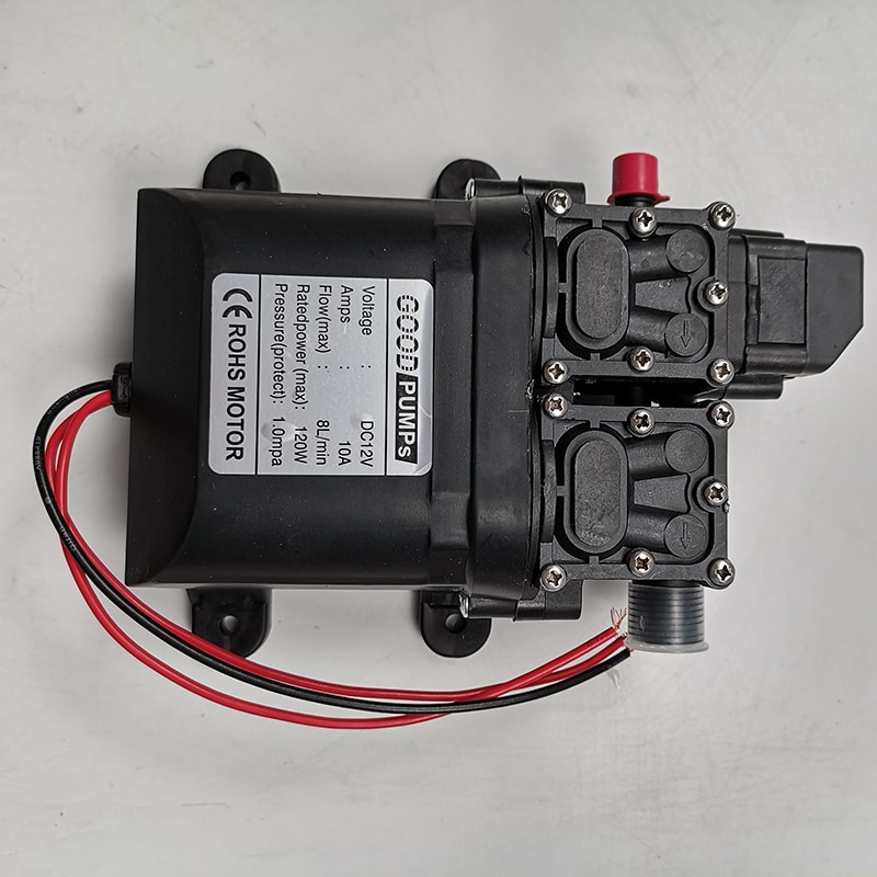 3208 12V 120W 8L/min high flow double head diaphragm water pump with copper joint