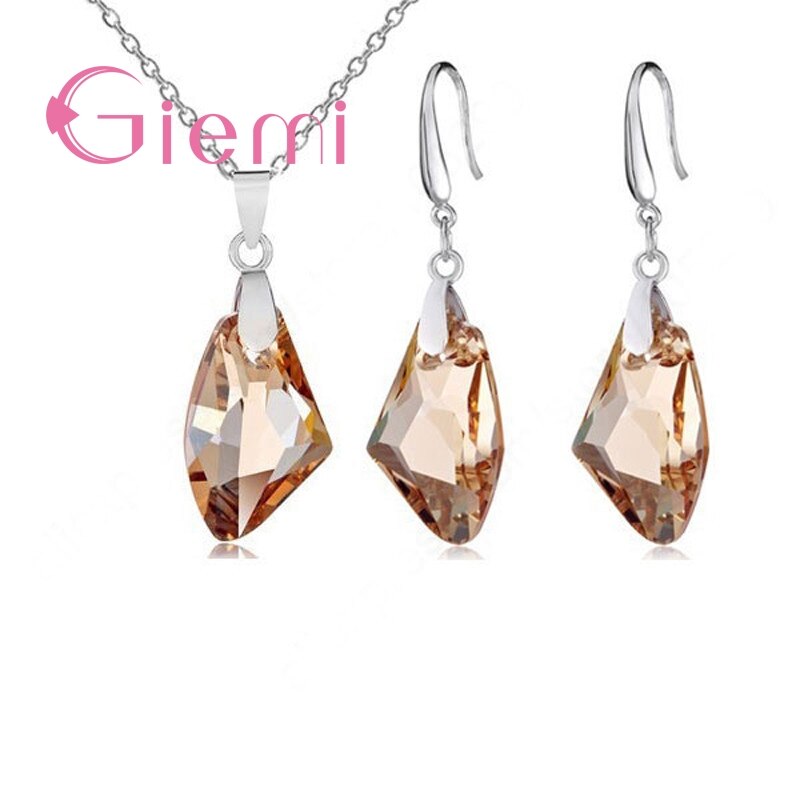 Ensemble de Bijoux En Argent Pour Les Femmes Fille Pendentif Collier pendentifs Boucles D'oreilles 4 Couleur décontracté Bijoux Chaude: champagne