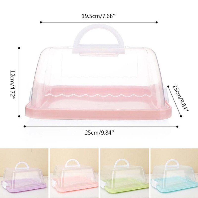 Portable Plastic Square Cake Box Cupcake Dessert Container Case Handheld Carrier 53CB