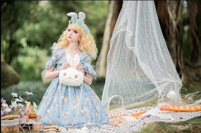 Pige prinsesse lolita taske fødselsdagsfest bunny taske håndlavet lolita pink jk skuldertaske messenger kanin taske  md1013