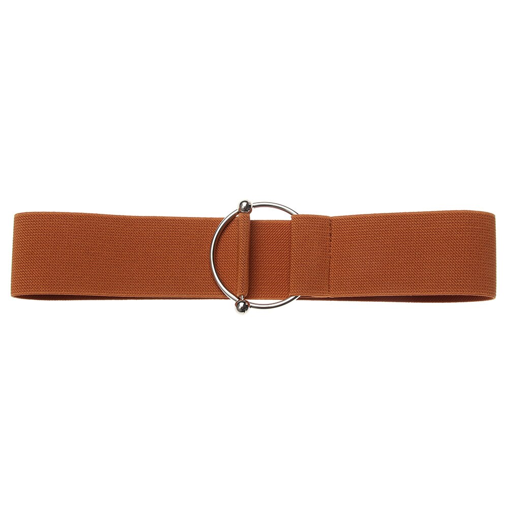 1PC Women Waist Belts Cotton Cloth Elastic Band Round Simple Buckle Decoration Dress Waist Chain for Coat Sweater: Camel