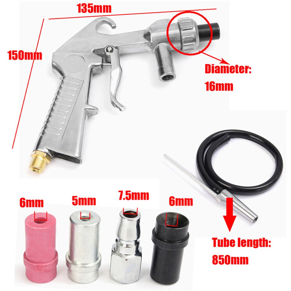 Sandblaster Air Siphon Feed Blast Nozzle Ceramic Tips Abrasive Sand Blasting with 4pcs Ceramic Nozzles Abrasive Blasting Tool: 02