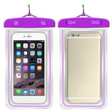 6.0 "pvc luminoso smartphones sacos para xiaomi redmi 5 plus caso à prova dwaterproof água para iphone 6s para huawei p20 p10 para samsung s8 caso: Purple