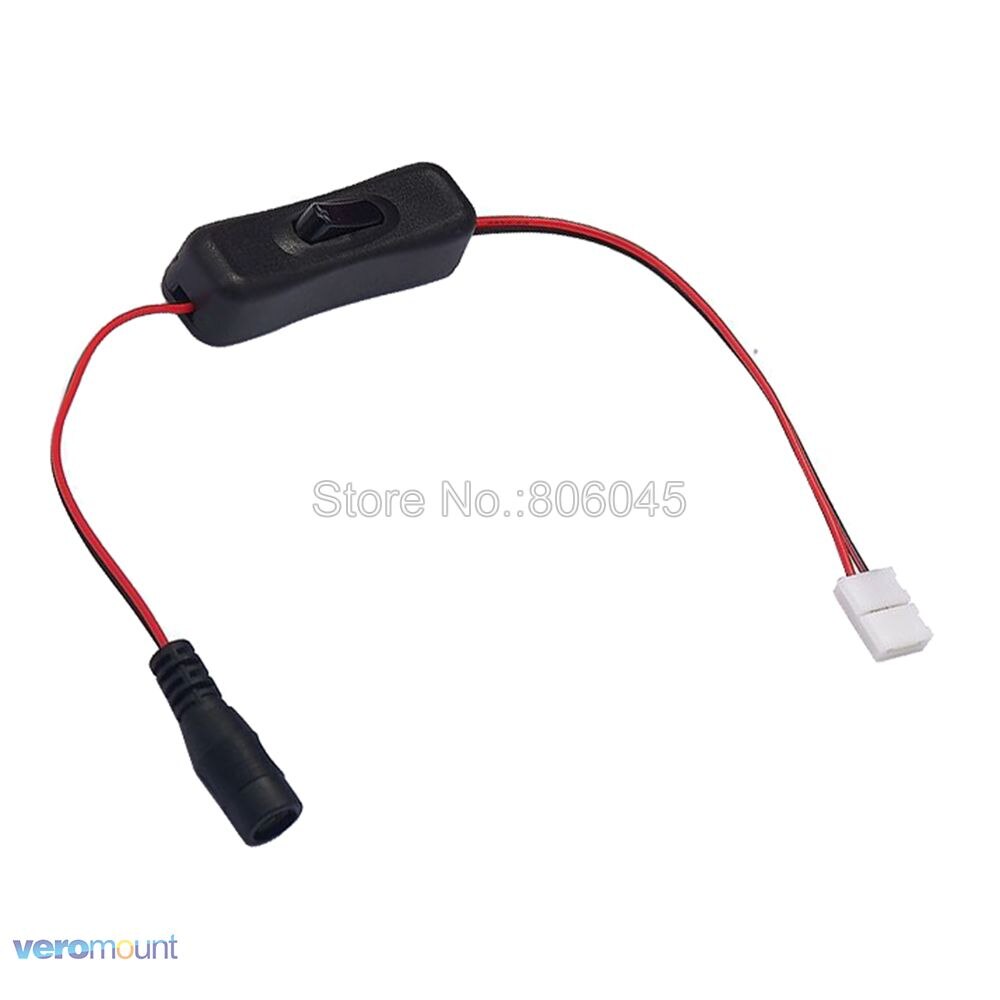 ON/OFF Switch with Female Power Cable DC 5.5x2.1mm & 8mm / 10mm Easy Solderless Snap Connector for 12V 24V LED Strip Light