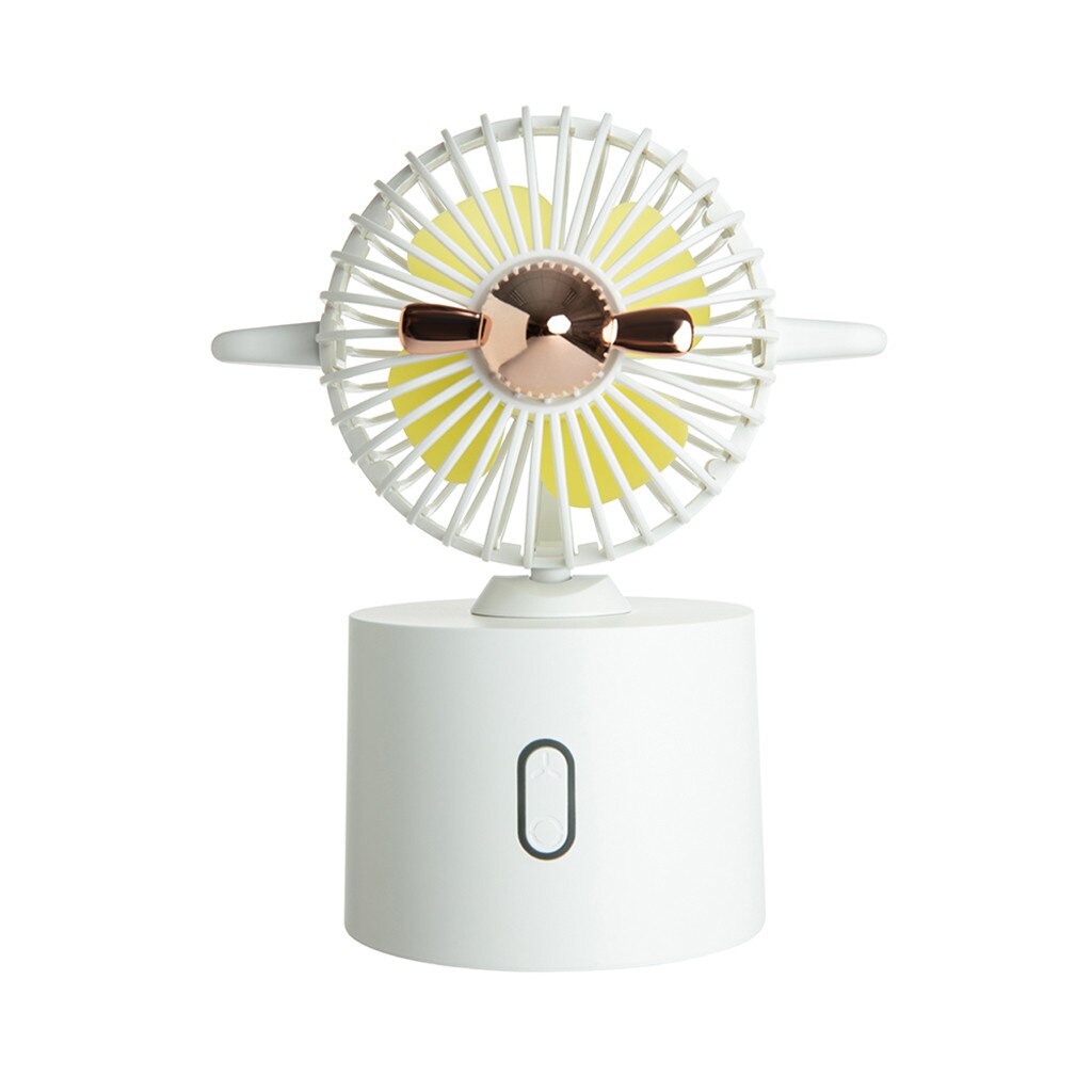 Low Noise Multi-function Mini Rechargeable Airplane-shaped Portable USB Mini Shaking Head Fan Desk/Handheld Eectric Fan: WH